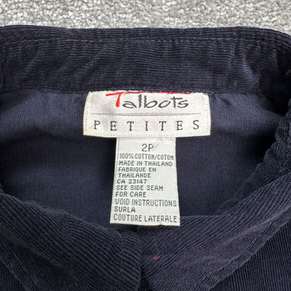 Talbots Vintage Y2K Button Down Corduroy Midi Shirt Dress Womens 2P Navy Blue - Picture 6 of 12